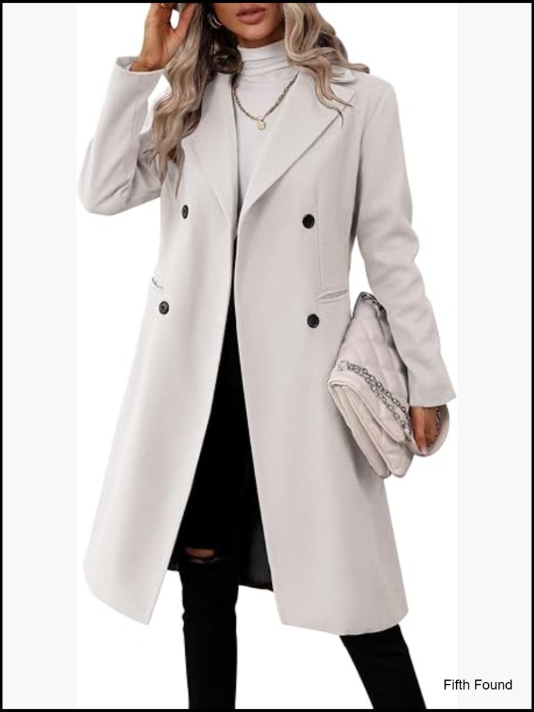 Long Double Breasted Pea Coat Trench Outwear Slim Fit Coat